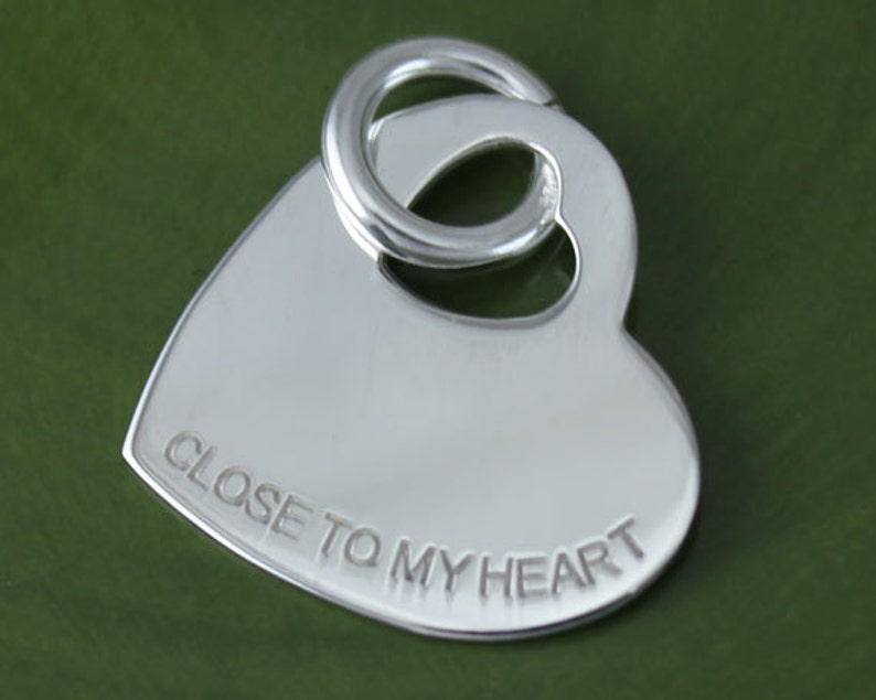 Thick Heart CM108DI Heart Tag Charm Pendant Findings Valentine/'s Day Sterling Silver Polished Close to My Heart Heart Tag Gift For Her