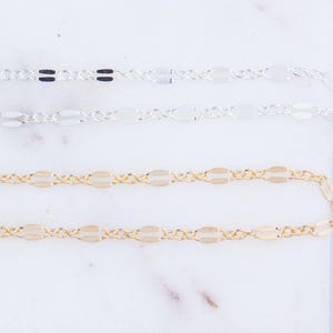 Lace Chain,Double Bar Link Chain, Sterling Silver,Permanent Jewelry Bracelet,Chain by Foot,Layering, Modern Chain, SCNF150