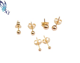 Pendientes de bola de plata, oro u oro rosa, pendientes de bola de 2 mm, pendientes de bola de 3 mm, pendientes de bola de 4 mm, pendientes de oro, GFER102