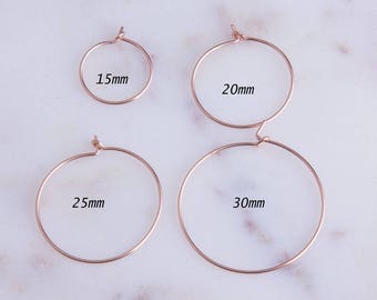 2Pairs-Rose Gold Filled Wire Hoop Earrings,Rose Gold Wire Earrings, Minimalist Hoop Earrings, Simple Hoop Earrings,Priced Per Pair,GFER129