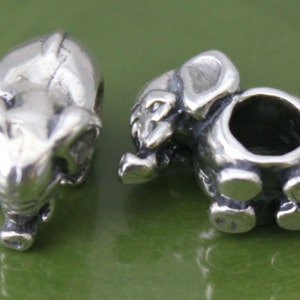 Sterling Silver Tiny Elephant European Spacer Bead, 3.8mm Hole, Charm Findings, Spacer Bead for Bracelet
