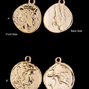 Vintage Style Gold Coin, Gold Plated Over Sterling Silver, Replica Roman Coin, Greek Coin, Roman Empire, Coin Pendant, Old Coin, - VC02