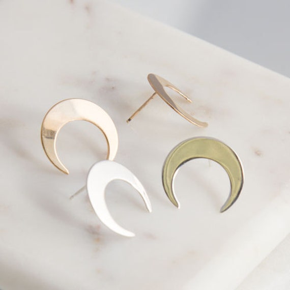 Crescent Moon Post Stud Earrings Sterling Silver Crescent Moon Post Stud Earrings Sterling Silver