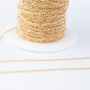 3 feet - Tiny Figaro Chain by Foot in Gold Filled, Dainty, Lightweight Chain, Necklace Chain, Bracelet Chain, Permanent Jewelry SCNF288