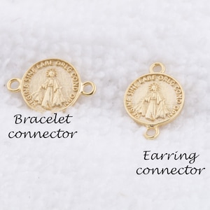 2stk-wundersame Medaille Charm Stecker in vergoldet über Sterling Silber, beten Metall, Heilung, permanenter Schmuck religiöser Charme CM262R