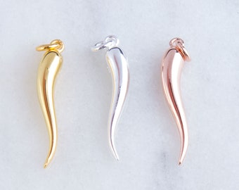 Sterling zilver, goud of roségoud vergulde Italiaanse hoorn, hoorn hanger voor ketting, anti-aantasting voating charmes, Italiaanse hoorn HCIN277