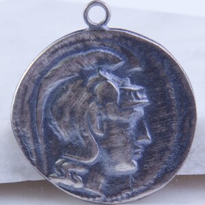 Large Roman, Greek Medallion Coin Pendant in Oxidized Sterling Silver, Medallion Pendant,Ancient Roman Coin Charms, VC41