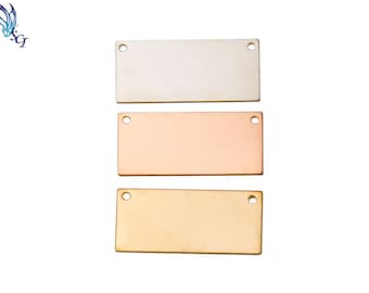 3Pcs-22 x 10mm 24 GAUGE Gold Filled Large Rectangle Bar, Nameplate Bar, Initial Bar, Retangular Pendant ,Stamping Blanks, ST69QR