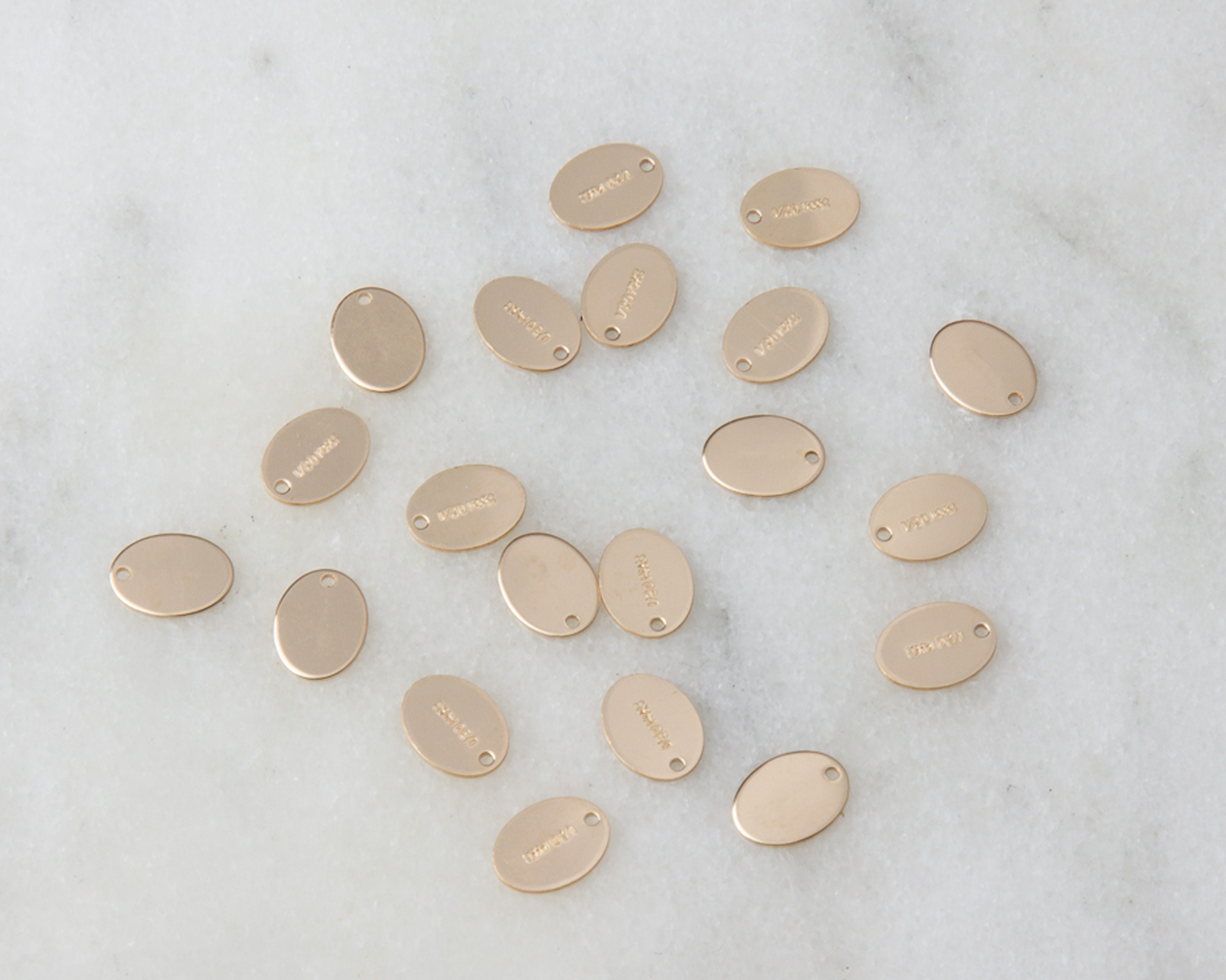20 pieces - Tiny Oval Quality Tag in Sterling Silver, Gold Filled, Rose Gold Filled, End of Chain Necklace Tag, Oval Stamping Blanks ST34VR