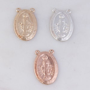 3pcs-Large Miraculous Medal Virgin Mary Link Connector in Sterling Silver,Gold Filled or Rose Gold Fill,Rosary Parts,Catholic Charms, CM206R