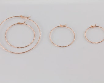 Rose Gold Sparkle Hoop Earrings, Available in Different Sizes, Simple, Everyday Wear, Minimal Earrings, Lightweight Gold Hoops GFER46