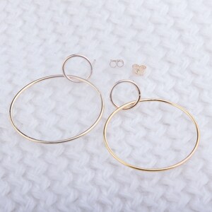 Small and Large Circle Dangle Stud Earrings, Earring Findings, Gold Circle Earrings, Small Oval Studs, Everyday Wear, GFER209
