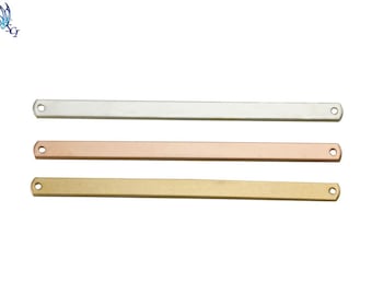 4mm x 2 inch 20 GAUGE Long Name Plate Bar with Holes ,Rectangle Skinny Bar Stamping Blank, Sterling Silver, Gold Filled Nameplate Bar,ST93QR