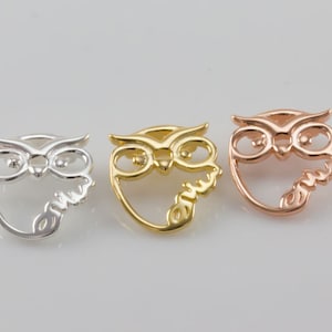 2pcsOpen Owl Link Connector in Sterling Silver,Rose Gold Plated and Gold Plated, Owl Link Charm, Cutout Owl Charm, Necklace Findings,76LC