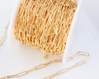 Medium Paperclip Rectangle Cable Chains By Foot in 14K Gold Filled,Silver, Choker, Bracelet, Necklace Chain supplies, SCNF296