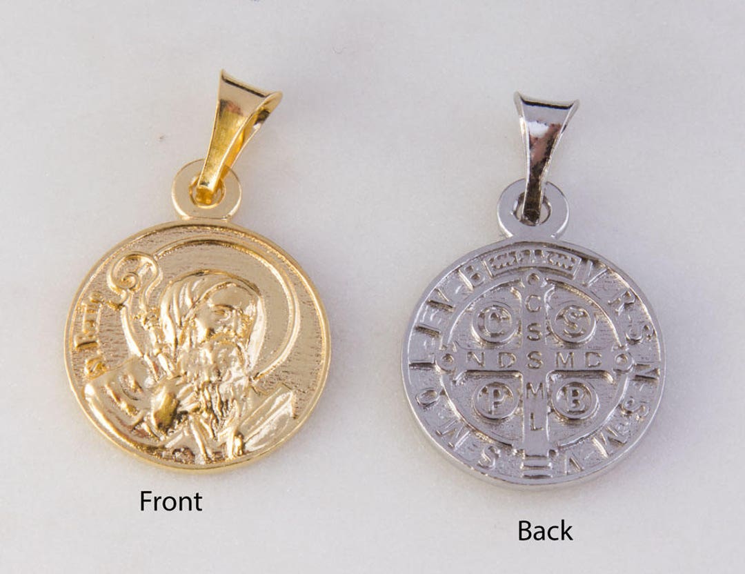 Genuine 925 Sterling Silver St. Benedict Medal Charm – 14mm Round, Traditional Catholic Pendant, Made In USA