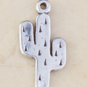 Sterling Silver Thick Cactus Charm, Cactus Pendant, Silver Charms, Desert Charms, Silver Cactus, Jewelry Supplies, Charm Findings, HCIN217