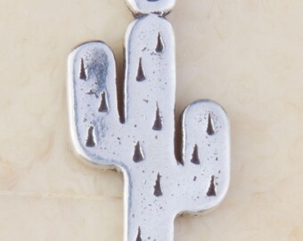 Sterling Silver Thick Cactus Charm, Cactus Pendant, Silver Charms, Desert Charms, Silver Cactus, Jewelry Supplies, Charm Findings, HCIN217