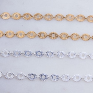 Flat Oval Textured Chain By Foot in Silver, Gold Plated, Bulk Oval Chain Supplies, Chain Supplies for Necklace, Bracelet, SCNF246