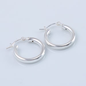 Sterling Silver Hoop Earring Finding, 3mm Thick Tube, Available in Different Sizes, Small or Large Hoops, Classic Earrings, HOOP07