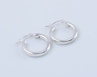 Sterling Silver Hoop Earring Finding, 3mm Thick Tube, Available in Different Sizes, Small or Large Hoops, Classic Earrings, HOOP07