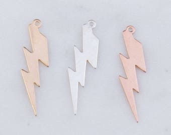 4pcs Large Lightning Bolt Charm in Sterling Silver, Gold Filled, Rose Gold Filled, Jewelry Findings, Lightning Bolt Earrig Finding ,HCIN167L