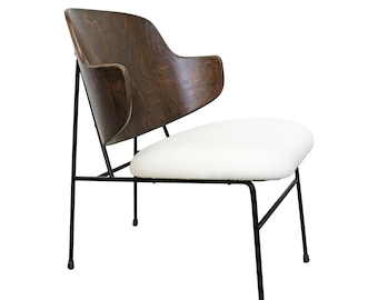 IB Kofod Larsen for Selig Mid-Century Danish Modern Walnut Leather Penguin Chair