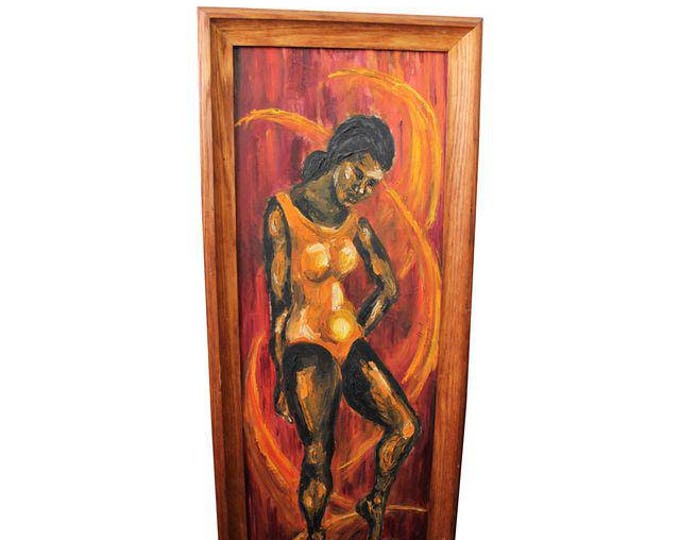 Modern Abstract Art, Mid-century Modern, Womans Figure Oil On Canvas