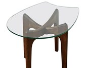 Mid-Century End Table, Danish Modern Side Table by Adrian Pearsall 39 Stingray 39 Glass Top