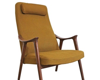 Mid-Century Modern Møre Lenestol Fabrikk Klarinett Teak Lounge Chair Danish