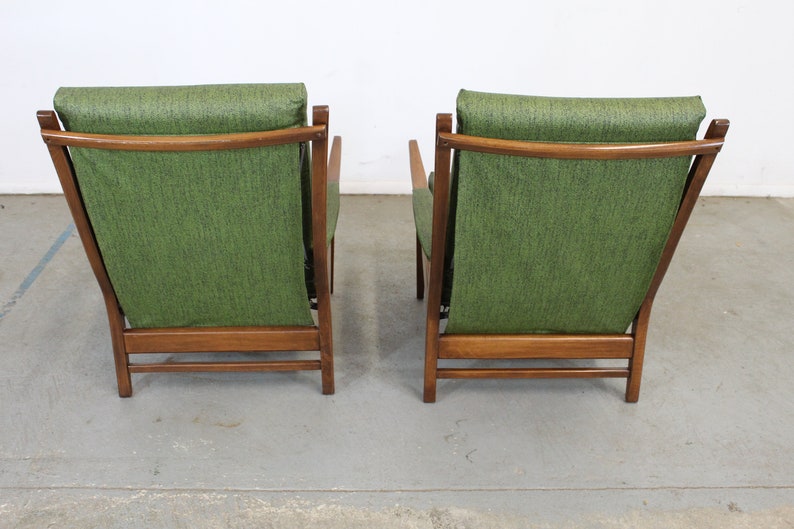 Pair of Mid Century Modern Walnut Open Arm Lounge Chairs image 9