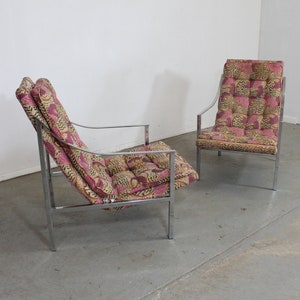 Pair of Mid-Century Modern Milo Baughman Style Chrome Scoop Seat Lounge Chairs image 3