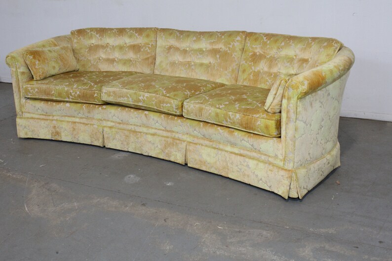 Mid-Century Modern Velvet Concave Front 92 Sofa image 5