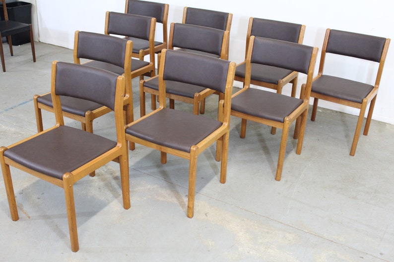 Set of 10 Danish Modern JL Moller Teak Side Dining Chairs image 3