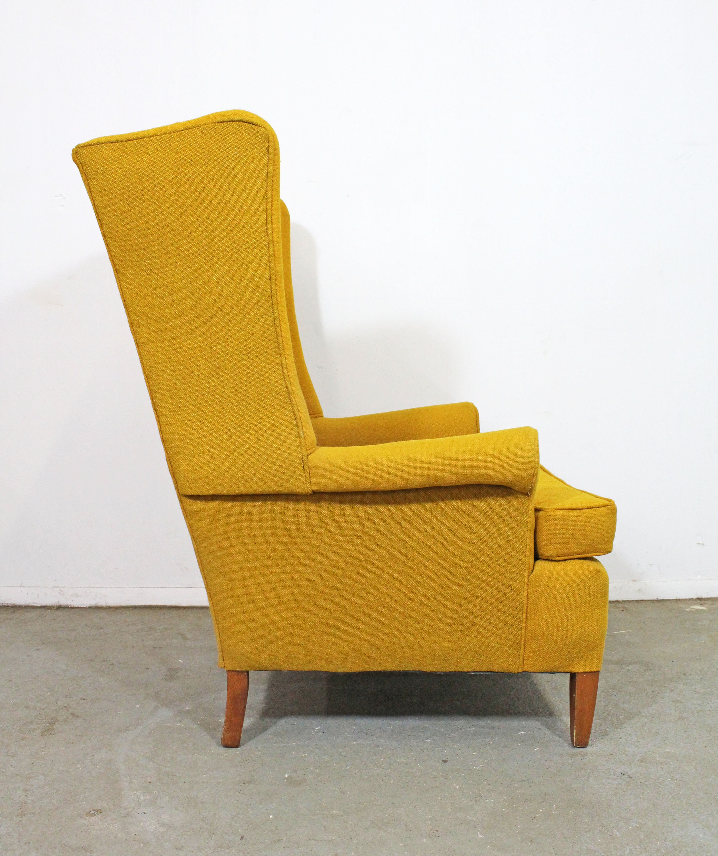 Vintage MidCentury Mustard Yellow Fireside Wing Back Chair