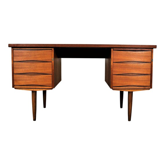 Danish Modern Arne Vodder Style Desk On Pencil Legs Etsy
