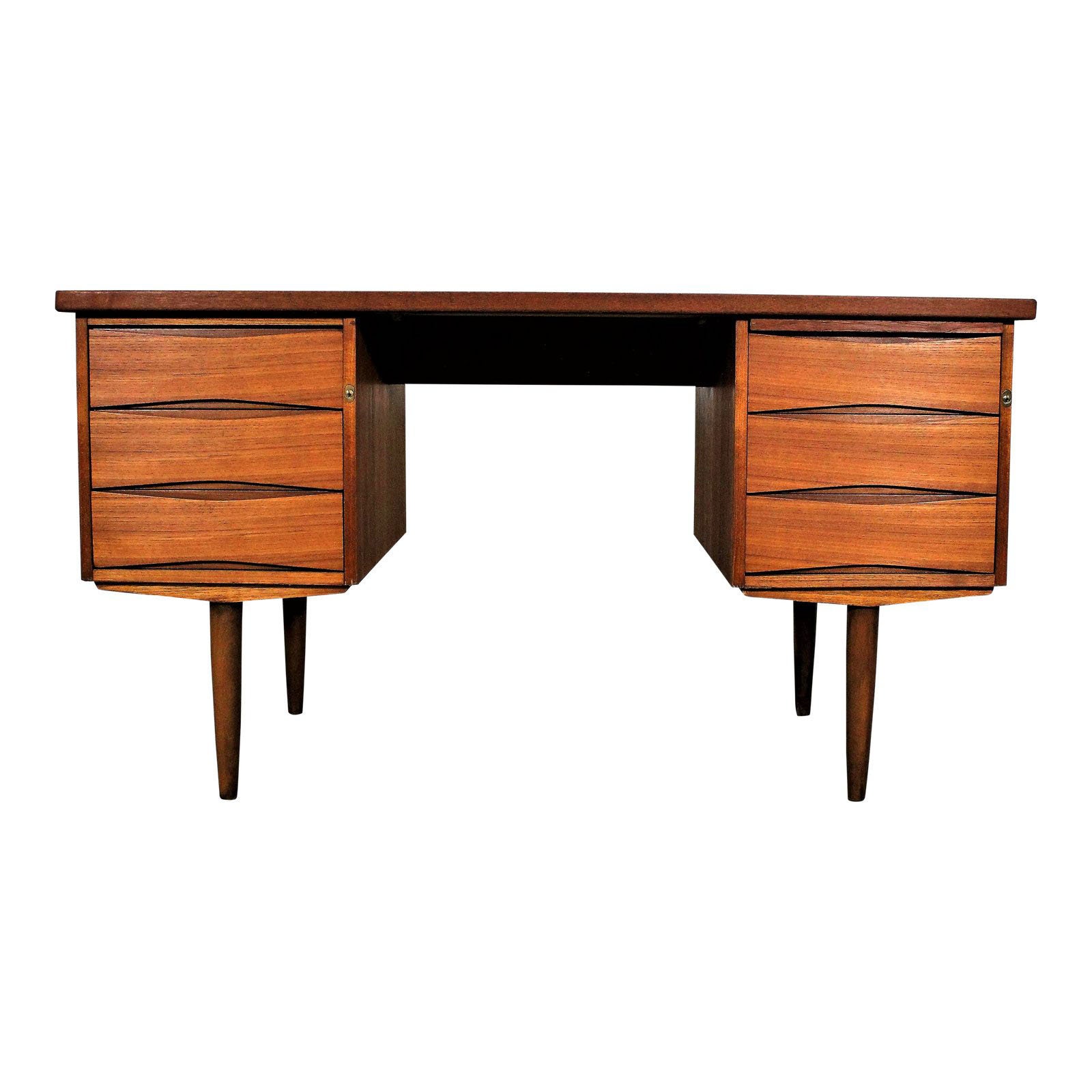 Danish Modern Arne Vodder Style Desk On Pencil Legs