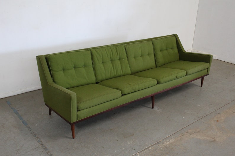 Mid-Century Modern Milo Baughman Style Pencil Splayed Leg 93 4 Cushion Sofa image 2