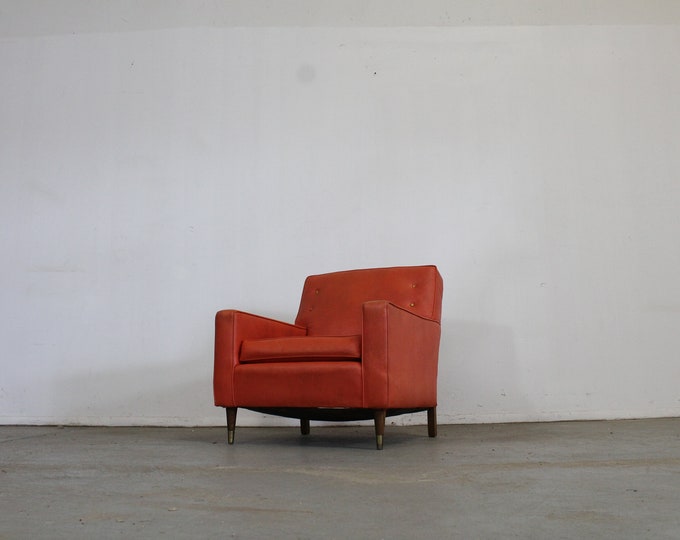 Mid-Century Modern Atomic Orange Club Chair on Pencil Legs