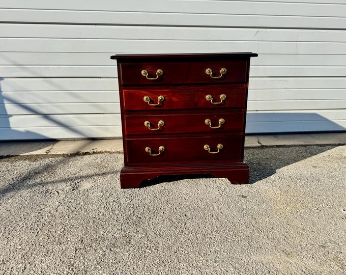 Vintage Georgian Black Mahogany Nightstand/4 Drawer Silver Chest