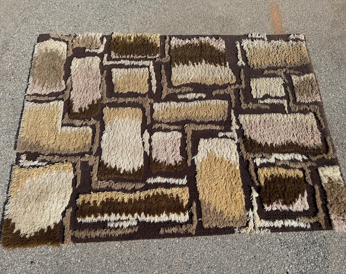 Vintage Mid Century Danish Modern Ege Rya Wool Shag Rug 'Capri Farve'