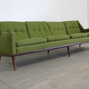 Mid-Century Modern Milo Baughman Style Pencil Splayed Leg 93 4 Cushion Sofa image 1
