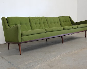Mid-Century Modern Milo Baughman Style Pencil Splayed Leg 93" 4 Cushion Sofa