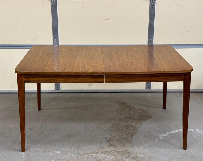Mid-Century Modern Walnut 60" Dining Table w 1 Extension