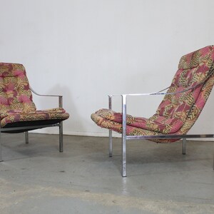 Pair of Mid-Century Modern Milo Baughman Style Chrome Scoop Seat Lounge Chairs image 5