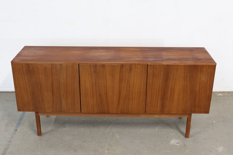 Mid-Century Danish Modern Teak 3 Door Credenza on Pencil Legs image 2