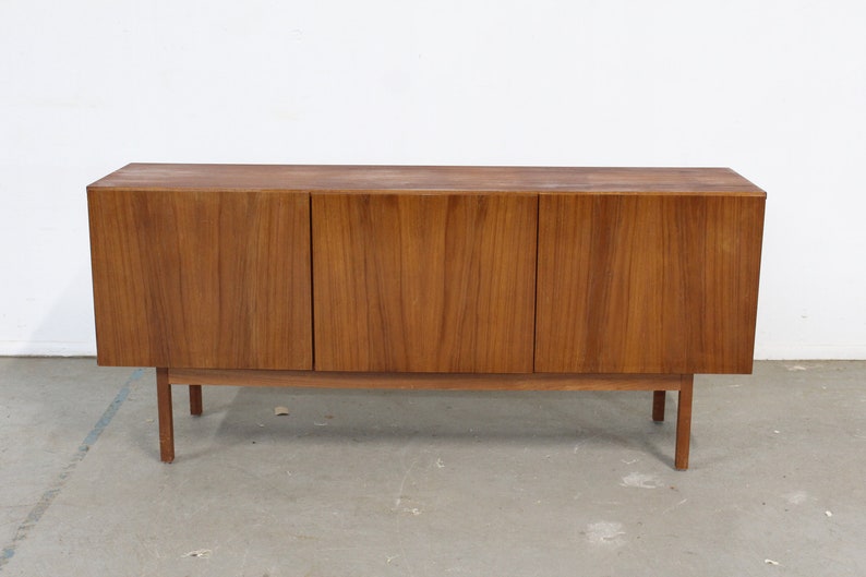 Mid-Century Danish Modern Teak 3 Door Credenza on Pencil Legs image 1