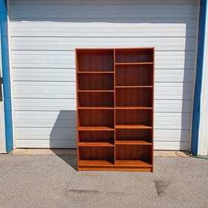 Mid-Century Modern Danish Modern Poul Hundevad Style Teak Double Bookcase