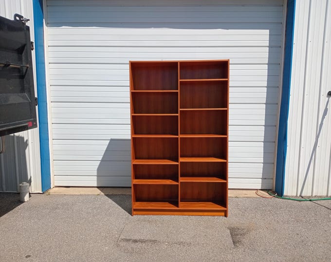 Mid-Century Modern Danish Modern Poul Hundevad Style Teak Double Bookcase
