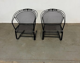 Vintage Pair of Mid-Century Salterini Curve Back Outdoor Cantilever/Springer Arm Chairs A